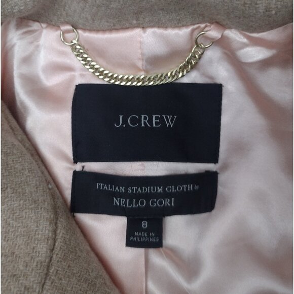 NWT J Crew Cocoon Wool Blend Coat By Nello Gori 8 Italian Stadium Cloth Tan - Picture 7 of 8